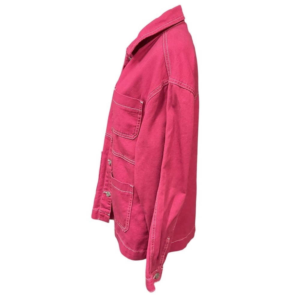 Oversized Collared Multi Pocket Raspberry Red Bar… - image 5